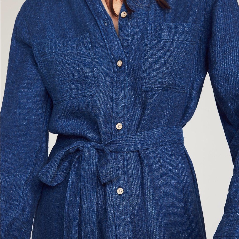 Faherty Button-Front Maxi Shirt Dress in Royal Blue - Picture 2 of 12